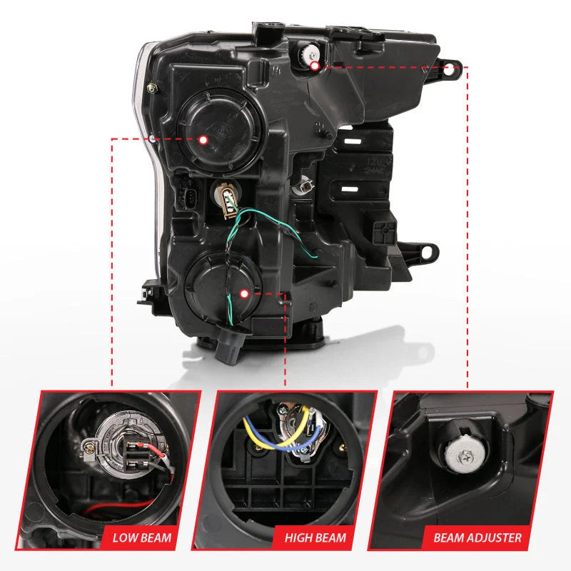 ANZO 2018-2019 Ford F-150 Projector Plank Style H.L. Black Amber (Without Switchback) - Additional View 7