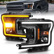 Load image into Gallery viewer, ANZO 2018-2020 Ford F-150 Projector Headlight w/ Plank Style Switchback Black Housing - Main Product View
