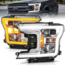 Load image into Gallery viewer, ANZO 2018-2020 Ford F-150 Projector Headlight w/Plank Style Switchback Chrome Housing - Main Product View