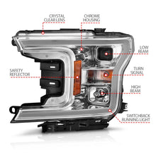 Load image into Gallery viewer, ANZO 2018-2020 Ford F-150 Projector Headlight w/Plank Style Switchback Chrome Housing - Additional View 5