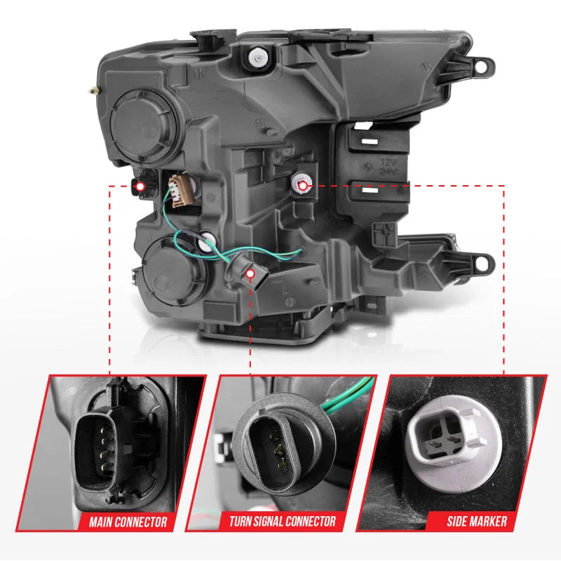 ANZO 2018-2020 Ford F-150 Projector Headlight w/Plank Style Switchback Chrome Housing - Additional View 6