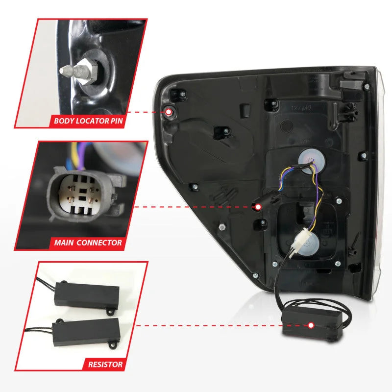 ANZO 21-23 Ford F-150 LED Taillights Seq. Signal w/BLIS Cover - Black (For Factory Halogen ONLY) - Installation View