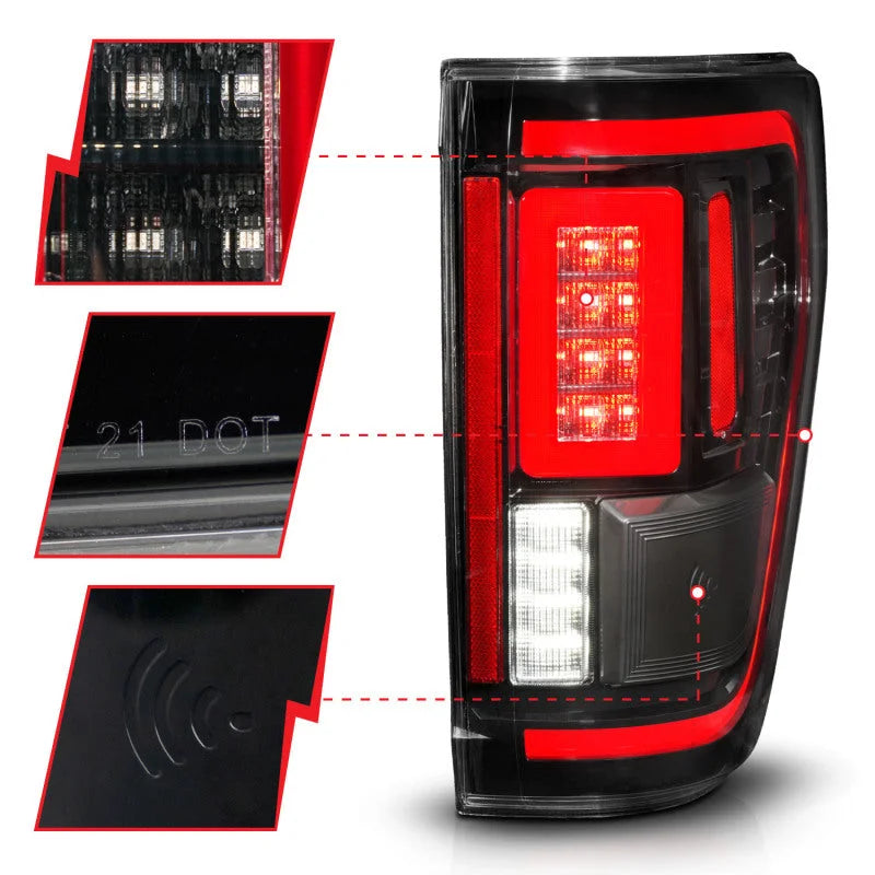 ANZO 21-23 Ford F-150 LED Taillights Seq. Signal w/BLIS Cover - Black (For Factory Halogen ONLY) - Additional View 5