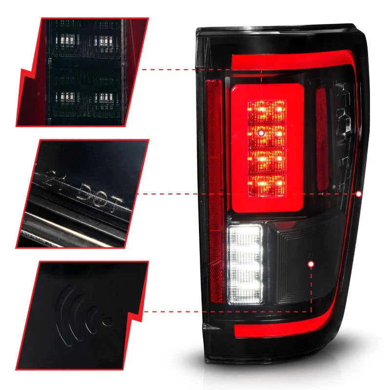 ANZO 21-23 Ford F-150 LED Taillights Seq. Signal w/BLIS Cover - Black Smoke - Additional View 6