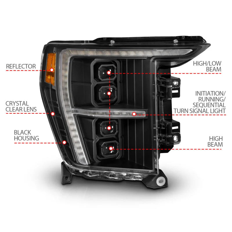 ANZO 21-23 Ford F-150 (w/Factory Halogen) Z-Series Full LED Proj Headlights - Pass. Side ONLY - Additional View 10