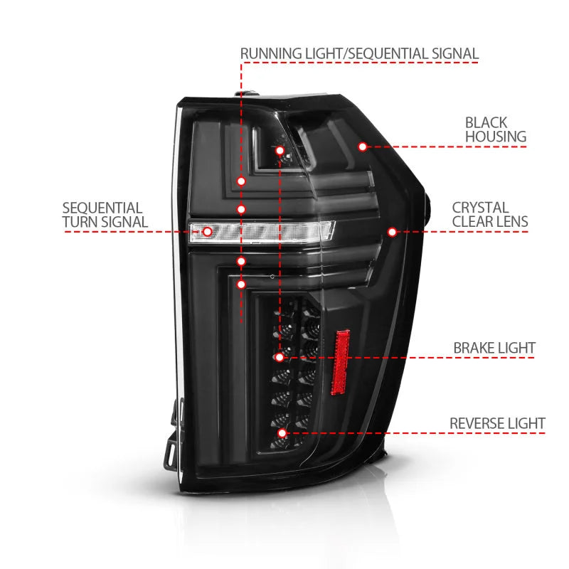 ANZO 21-24 Chevy Suburban/Tahoe Full LED Tail Lights SeqSig Black - Pair - Additional View 5