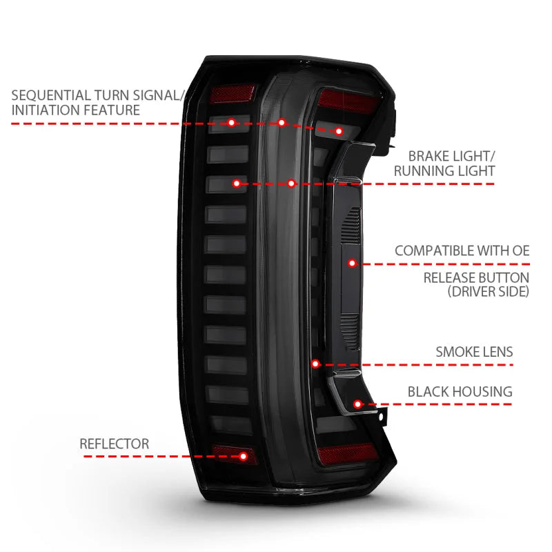 ANZO 22-24 Toyota Tundra Z-Series Full LED Tail Lights Smoke Lens Init/SeqSig- Pair - Back View