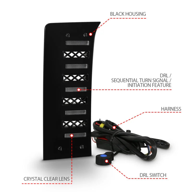 ANZO 22-24 Toyota Tundra (w/Factory LED Refl. & OE Bumper) Z-Series Full LED DRL Vent Lights - Pair - Side View
