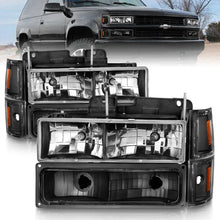 Load image into Gallery viewer, ANZO 88-98 Chevrolet C1500 Crystal Headlights Black - Main Product View