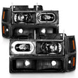 Load image into Gallery viewer, ANZO 88-98 Chevrolet C1500 Crystal Headlights Black Housing w/ Signal and Side Marker Lights - Side View