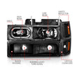 Load image into Gallery viewer, ANZO 88-98 Chevrolet C1500 Crystal Headlights Black Housing w/ Signal and Side Marker Lights - Back View