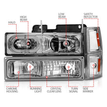 Load image into Gallery viewer, ANZO 88-98 Chevrolet C1500 Crystal Headlights Chrome Housing w/ Signal and Side Marker Lights - Additional View 6