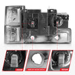 Load image into Gallery viewer, ANZO 88-98 Chevrolet C1500 Crystal Headlights Chrome w/ Signal and Side Marker Lights - Back View