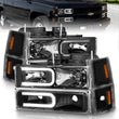 Load image into Gallery viewer, ANZO 88-98 Chevrolet C1500 Crystal Headlights w/ Light Bar Black Housing w/ Signal Side Markers 8Pcs - Main Product View