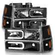 Load image into Gallery viewer, ANZO 88-98 Chevrolet C1500 Crystal Headlights w/ Light Bar Black Housing w/ Signal Side Markers 8Pcs - Side View