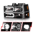Load image into Gallery viewer, ANZO 88-98 Chevrolet C1500 Crystal Headlights w/ Light Bar Black Housing w/ Signal Side Markers 8Pcs - Additional View 6