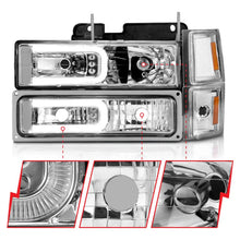 Load image into Gallery viewer, ANZO 88-98 Chevrolet C1500 Crystal Headlights w/Light Bar Chrome Housing w/ Signal Side Markers 8Pcs - Side View
