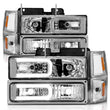 Load image into Gallery viewer, ANZO 88-98 Chevrolet C1500 Crystal Headlights w/Light Bar Chrome Housing w/ Signal Side Markers 8Pcs - Installation View