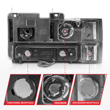 Load image into Gallery viewer, ANZO 88-98 Chevrolet C1500 Crystal Headlights w/Light Bar Chrome Housing w/ Signal Side Markers 8Pcs - Additional View 6