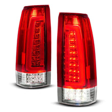 Load image into Gallery viewer, ANZO 88-99 Chevy C/K1500/2500/3500 Full LED Light Tube Taillights Chrome Housing Red/Clear Lens - Side View