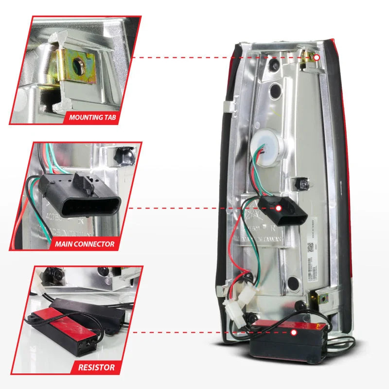 ANZO 88-99 Chevy C/K1500/2500/3500 Full LED Light Tube Taillights Chrome Housing Red/Clear Lens - Installation View