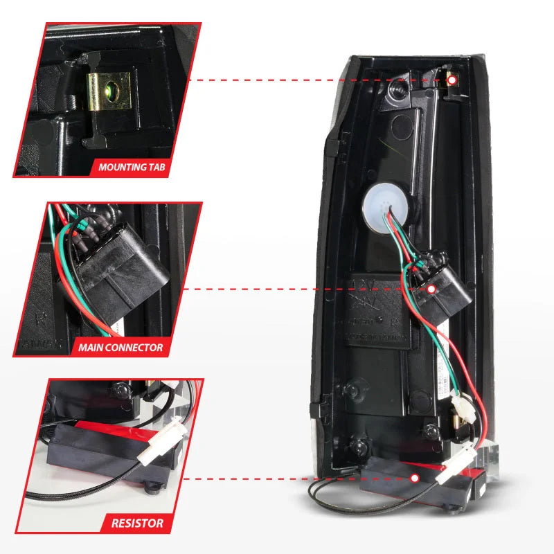 ANZO 88-99 Chevy/GMC C/K1500/2500/3500 Full LED Light Tube Taillights Black Housing Clear Lens - Additional View 5