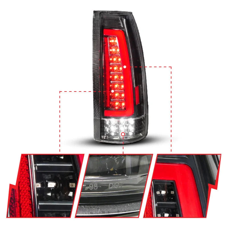 ANZO 88-99 Chevy/GMC C/K1500/2500/3500 Full LED Light Tube Taillights Black Housing Clear Lens - Additional View 6