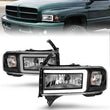 Load image into Gallery viewer, ANZO 94-02 Dodge RAM Crystal Headlight - w/ Light Bar Black Housing - Main Product View