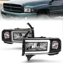 Load image into Gallery viewer, ANZO 94-02 Dodge RAM Crystal Headlight - w/ Light Bar Black Housing - Main Product View
