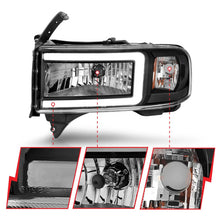 Load image into Gallery viewer, ANZO 94-02 Dodge RAM Crystal Headlight - w/ Light Bar Black Housing - Additional View 5
