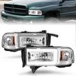Load image into Gallery viewer, ANZO 94-02 Dodge RAM Crystal Headlight - w/ Light Bar Chrome Housing - Main Product View