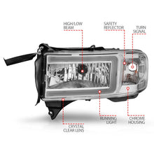 Load image into Gallery viewer, ANZO 94-02 Dodge RAM Crystal Headlight - w/ Light Bar Chrome Housing - Back View