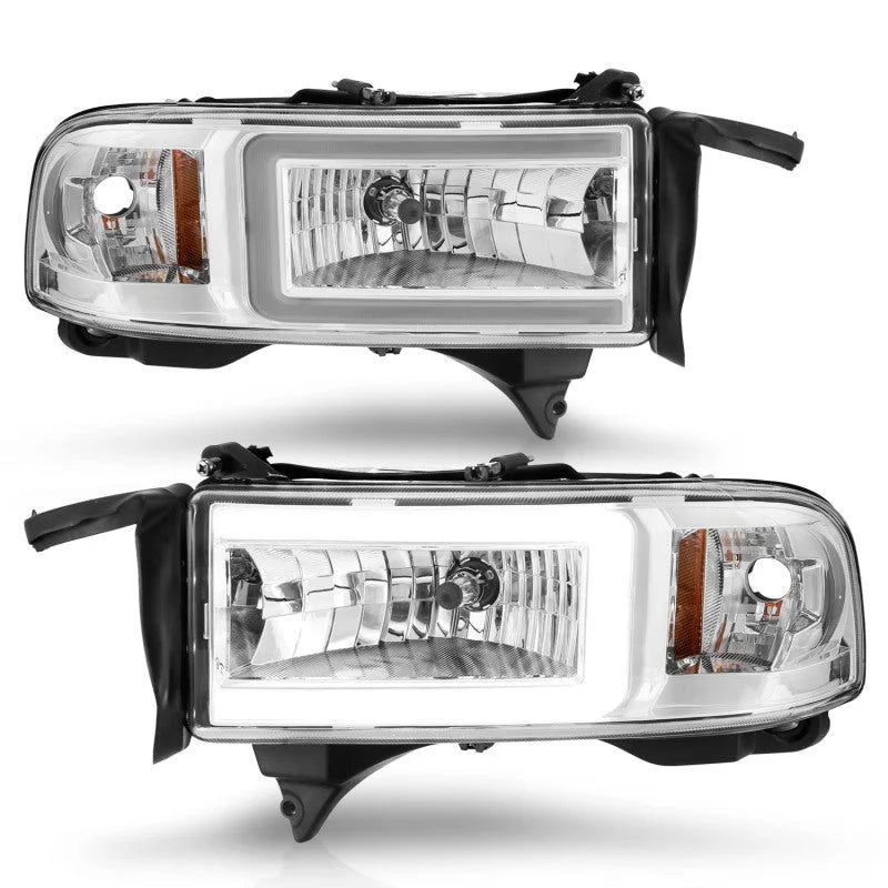 ANZO 94-02 Dodge RAM Crystal Headlight - w/ Light Bar Chrome Housing - Additional View 6