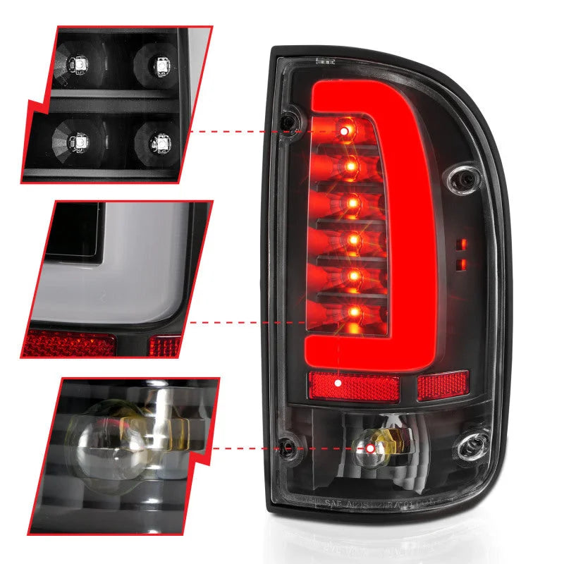 ANZO 95-00 Toyota Tacoma LED Taillights Black Housing Clear Lens (Pair) - Side View