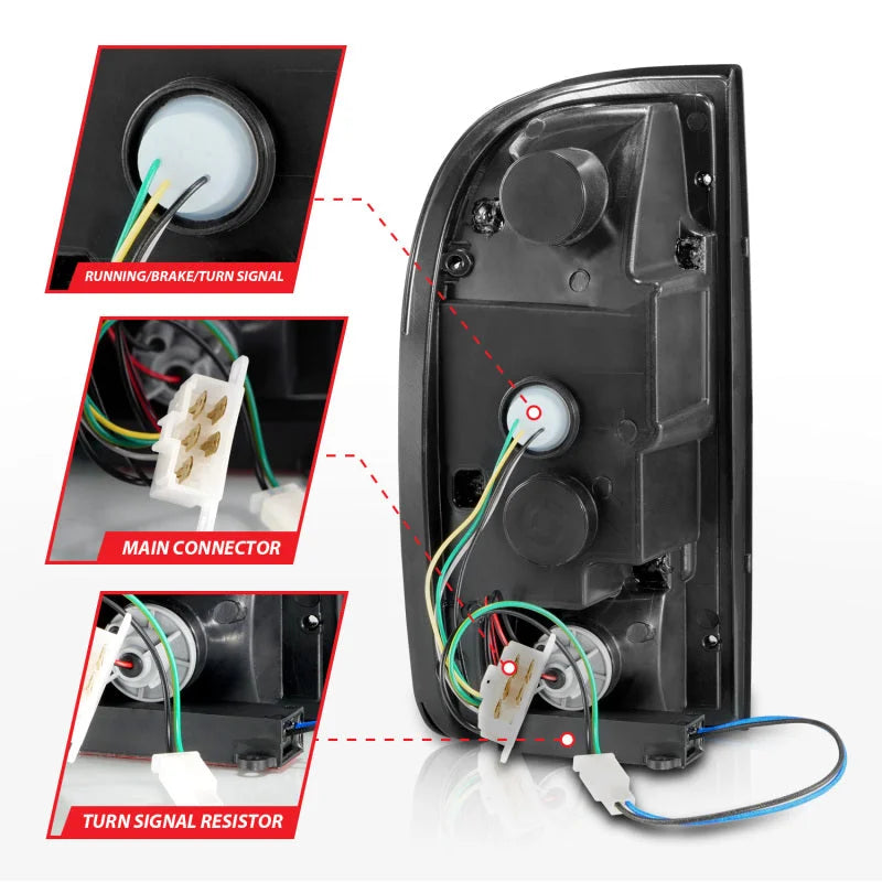 ANZO 95-00 Toyota Tacoma LED Taillights Black Housing Clear Lens (Pair) - Installation View