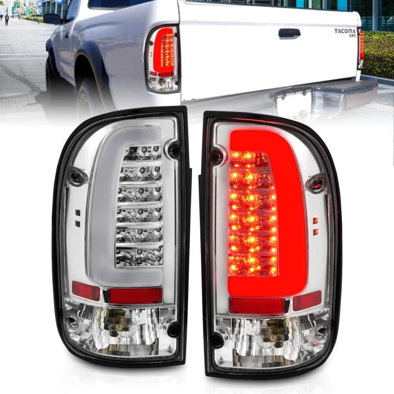 ANZO 95-00 Toyota Tacoma LED Taillights Chrome Housing Clear Lens (Pair) - Main Product View