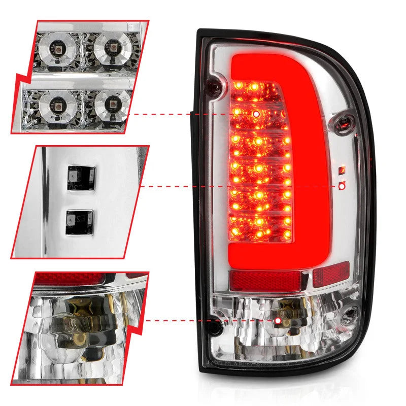 ANZO 95-00 Toyota Tacoma LED Taillights Chrome Housing Clear Lens (Pair) - Additional View 5