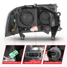Load image into Gallery viewer, ANZO 97-04 Dodge Dakota/Durango Crystal headlight Set w/ Light Bar Black Housing - Additional View 6