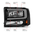Load image into Gallery viewer, ANZO 99-04 Ford F250/F350/F450/Excursion (excl. 99) Crystal Headlights - w/ Light Bar Black Housing - Back View