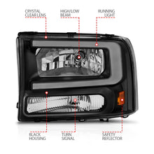 Load image into Gallery viewer, ANZO 99-04 Ford F250/F350/F450/Excursion (excl. 99) Crystal Headlights - w/ Light Bar Black Housing - Back View