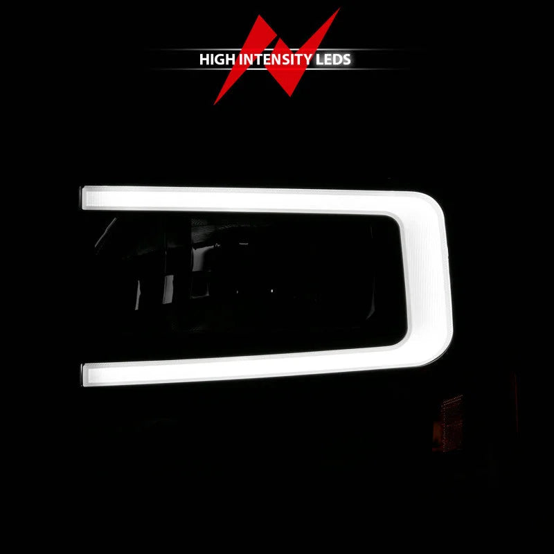 ANZO 99-04 Ford F250/F350/F450/Excursion (excl. 99) Crystal Headlights - w/ Light Bar Black Housing - Additional View 5