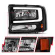 Load image into Gallery viewer, ANZO 99-04 Ford F250/F350/F450/Excursion (excl. 99) Crystal Headlights - w/ Light Bar Black Housing - Additional View 6