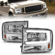 Load image into Gallery viewer, ANZO 99-04 Ford F250/F350/F450/Excursion (excl. 99) Crystal Headlights - w/ Light Bar Chrome Housing - Main Product View