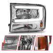 Load image into Gallery viewer, ANZO 99-04 Ford F250/F350/F450/Excursion (excl. 99) Crystal Headlights - w/ Light Bar Chrome Housing - Back View