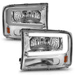Load image into Gallery viewer, ANZO 99-04 Ford F250/F350/F450/Excursion (excl. 99) Crystal Headlights - w/ Light Bar Chrome Housing - Additional View 6