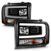 Load image into Gallery viewer, ANZO 99-04 Ford F250/F350/F450/Excursion (excl 99) Projector Headlights - w/ Light Bar Black Housing - Back View
