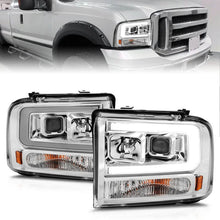 Load image into Gallery viewer, ANZO 99-04 Ford F250/F350/F450/Excursion (excl 99) Projector Headlights - w/Light Bar Chrome Housing - Main Product View