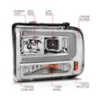 Load image into Gallery viewer, ANZO 99-04 Ford F250/F350/F450/Excursion (excl 99) Projector Headlights - w/Light Bar Chrome Housing - Side View