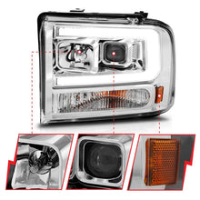 Load image into Gallery viewer, ANZO 99-04 Ford F250/F350/F450/Excursion (excl 99) Projector Headlights - w/Light Bar Chrome Housing - Back View