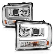 Load image into Gallery viewer, ANZO 99-04 Ford F250/F350/F450/Excursion (excl 99) Projector Headlights - w/Light Bar Chrome Housing - Additional View 6